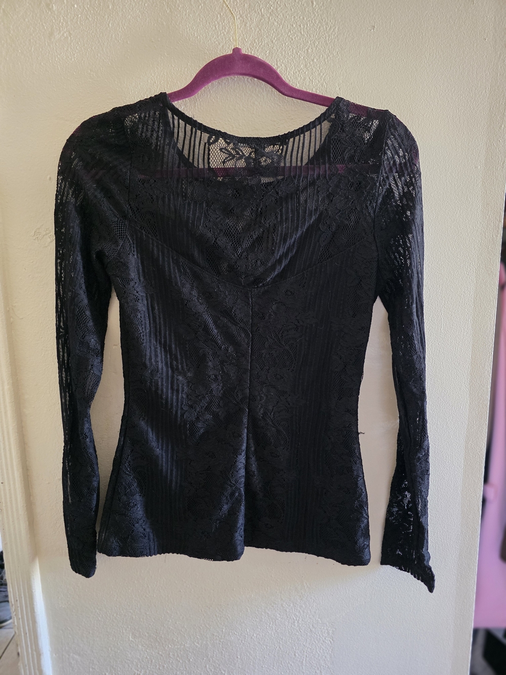 Guess Black Lace Long-Sleeve Top